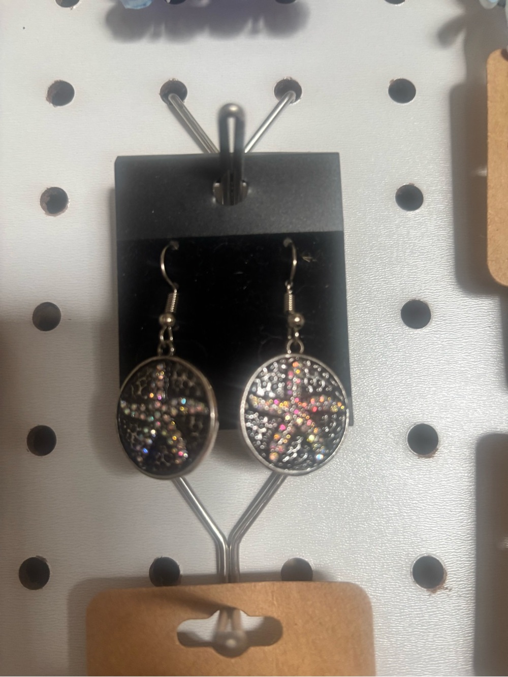 Rhinestone Starfish Drop Earrings - Silver Tone